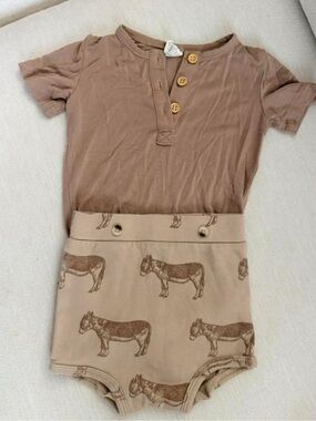 kate quinn tan and brown kids matching set